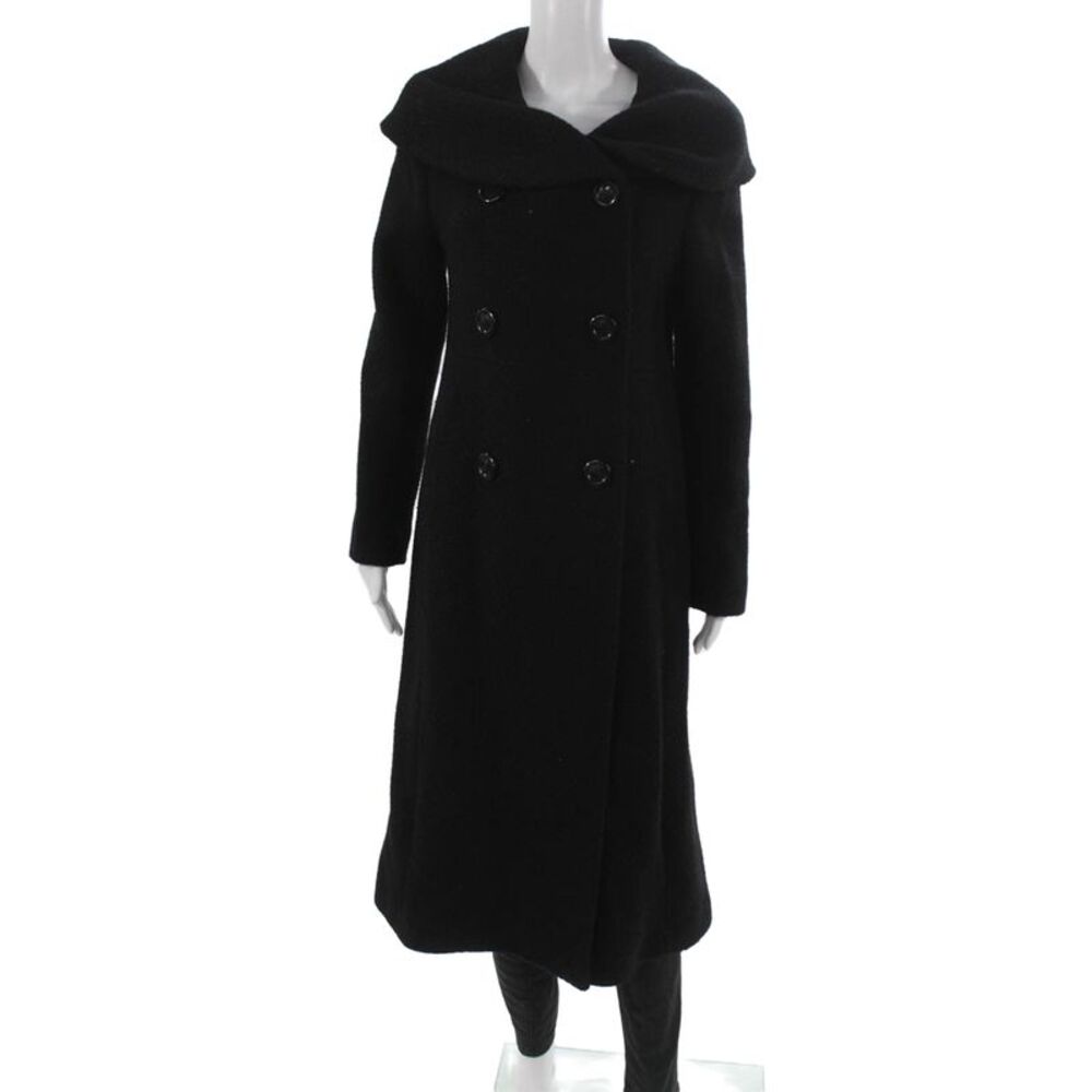 Steve by Searle Women Black Wool Overcoat Button Front Long Sleeve Size 8